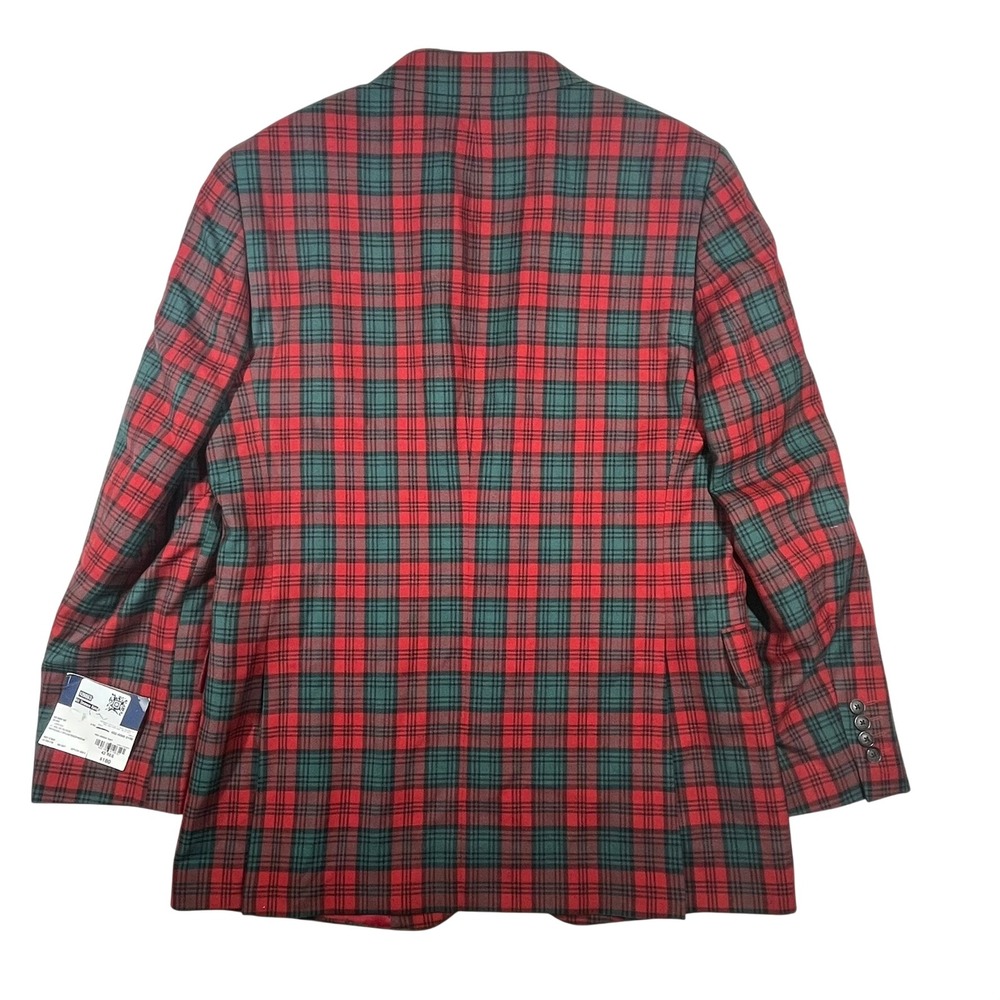 Stafford Tartan Sport Coat Mens 42R Red Green Plaid Wool Blend Classic Blazer - Picture 8 of 16
